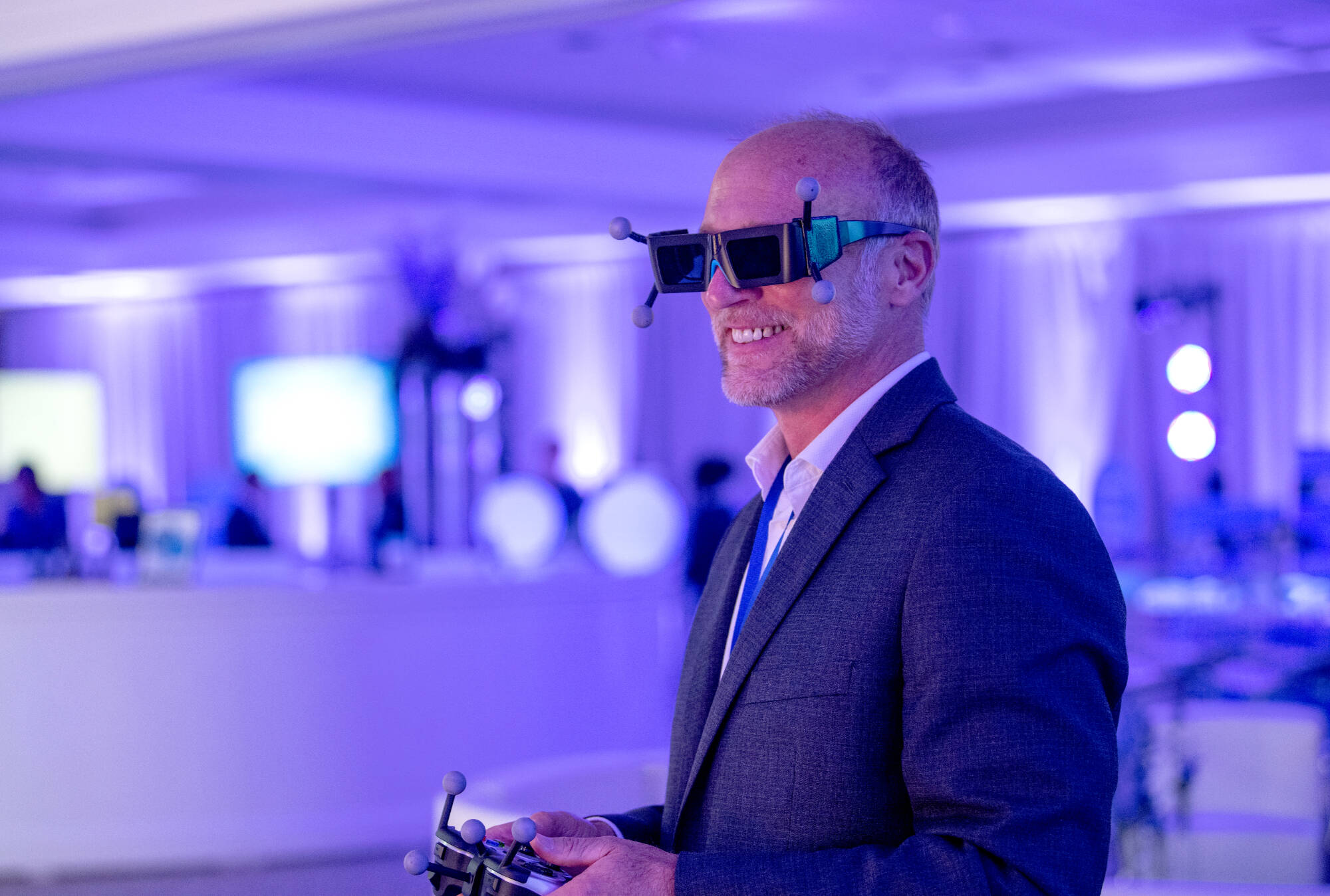 A person wearing tech goggles.